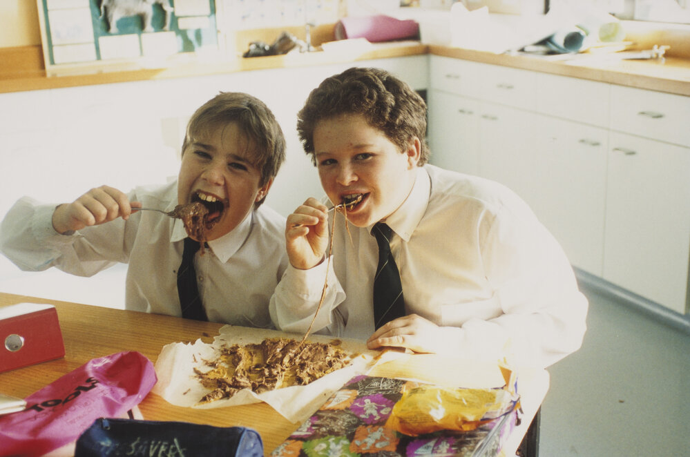 Students eating in Food Technology class