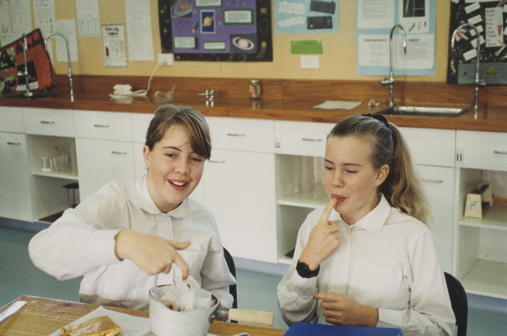Students eating in Food Technology class