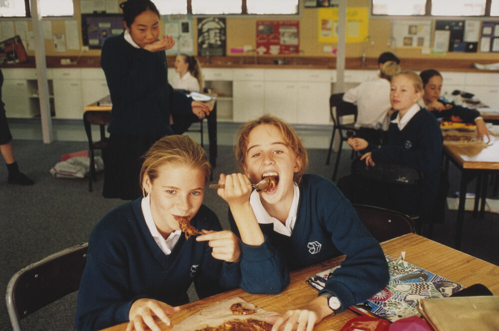 Students eating in Food Technology class