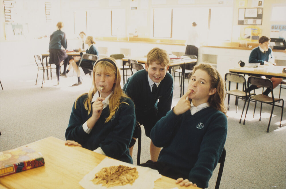 Students eating in Food Technology class