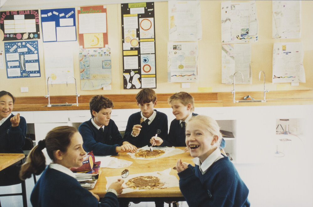 Students eating in Food Technology class