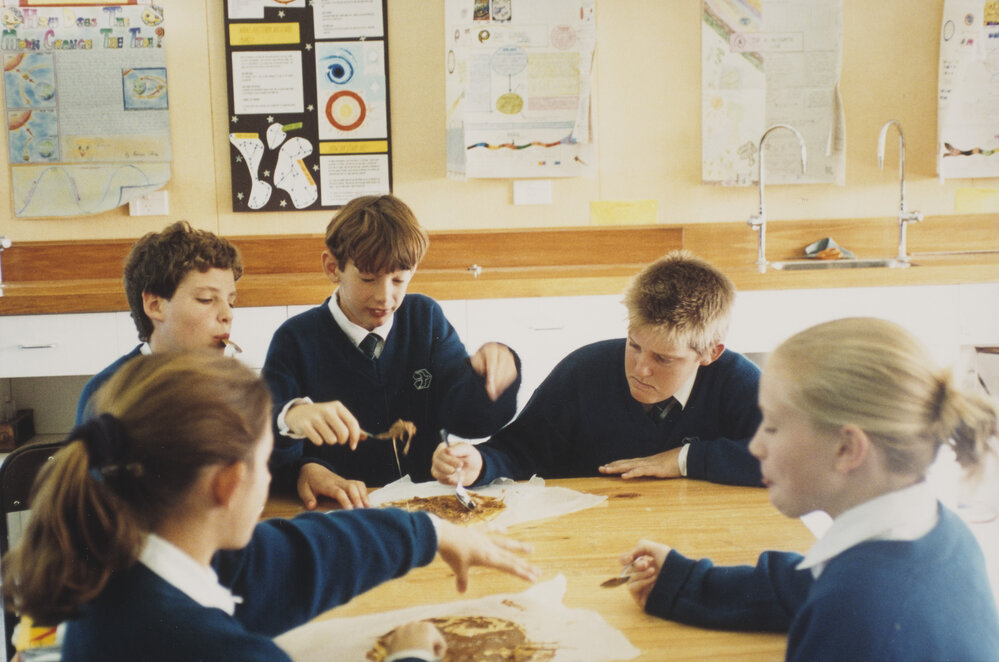 Students eating in Food Technology class