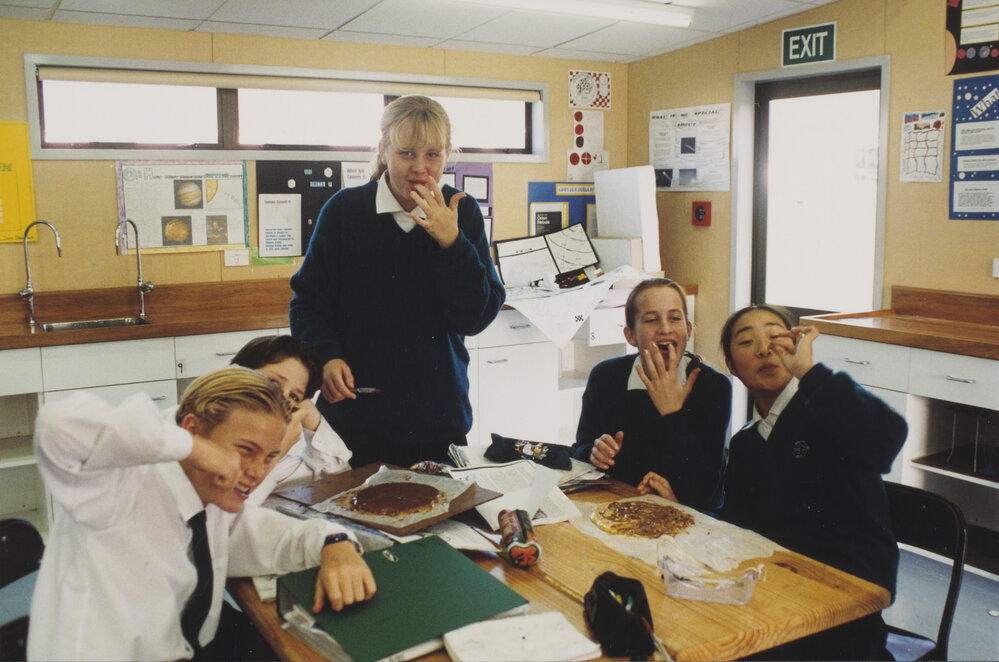 Students eating in Food Technology class
