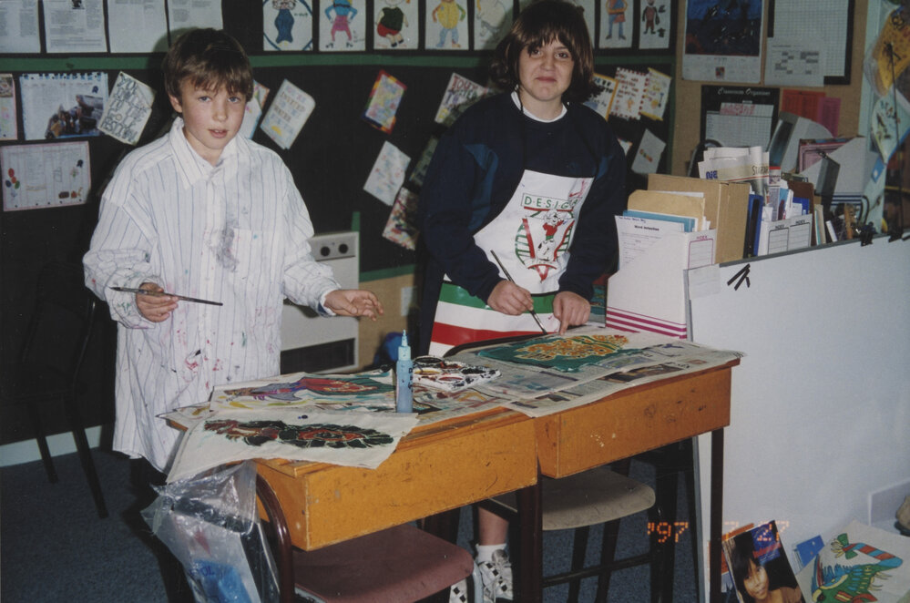 Students in art class