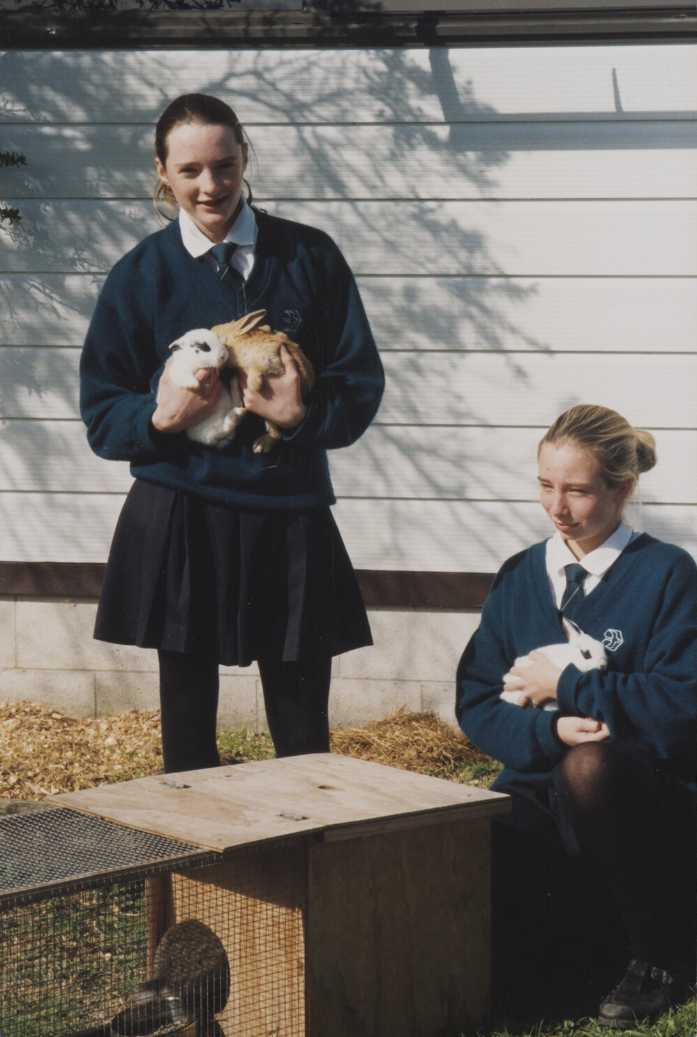 Students with rabbits