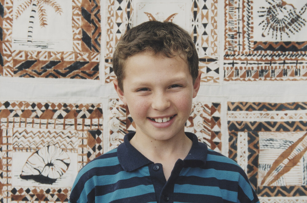 Sean Topham with Tapa cloth