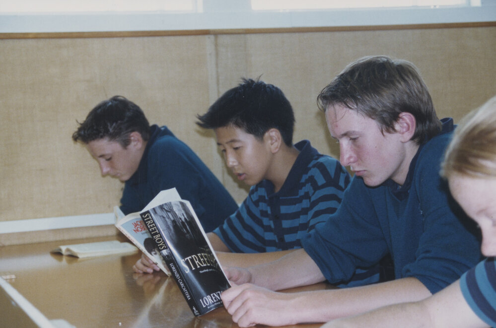 Students reading in class
