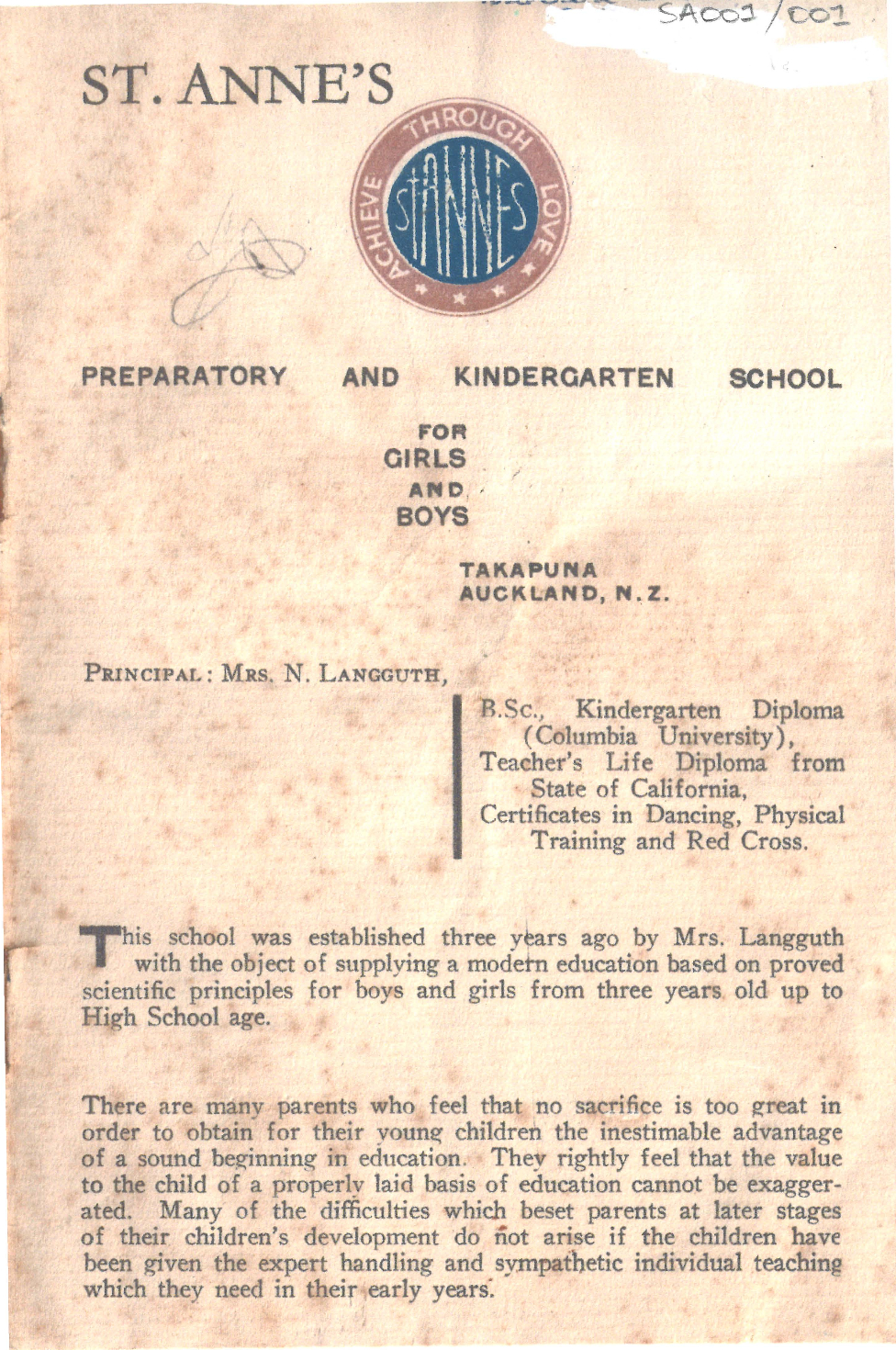 St. Anne's Prospectus