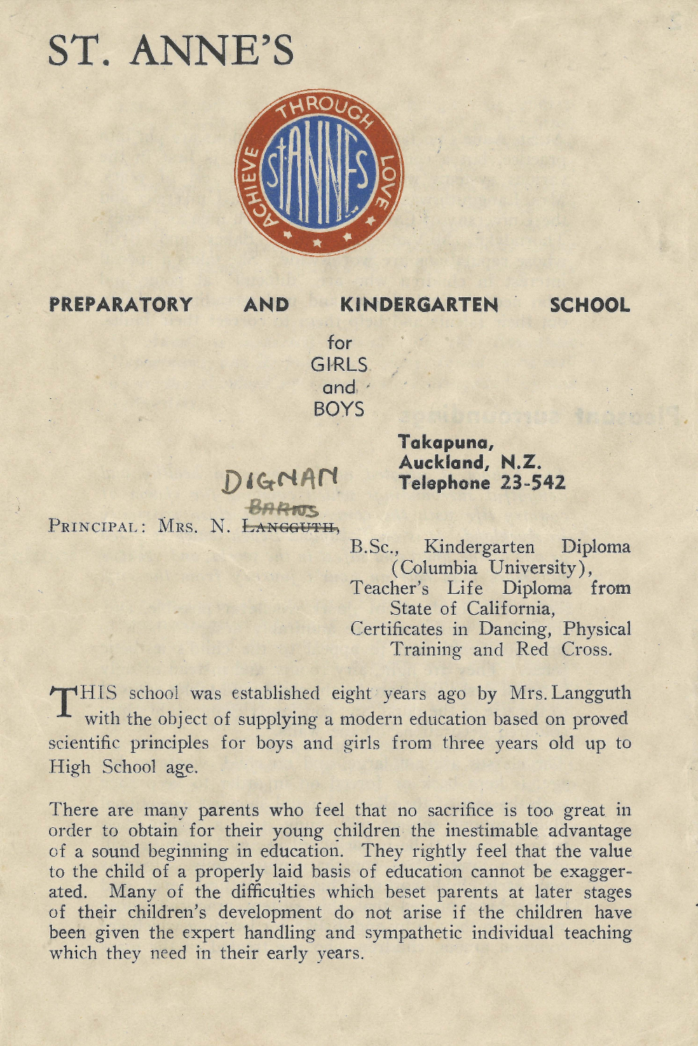 St. Anne's Prospectus