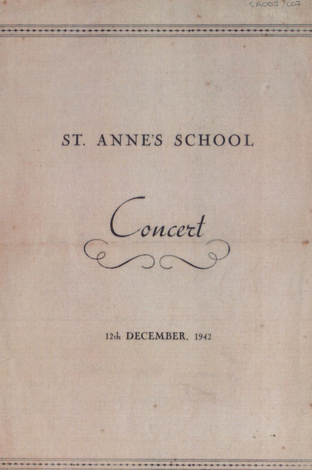 St. Anne's School Concert Programme