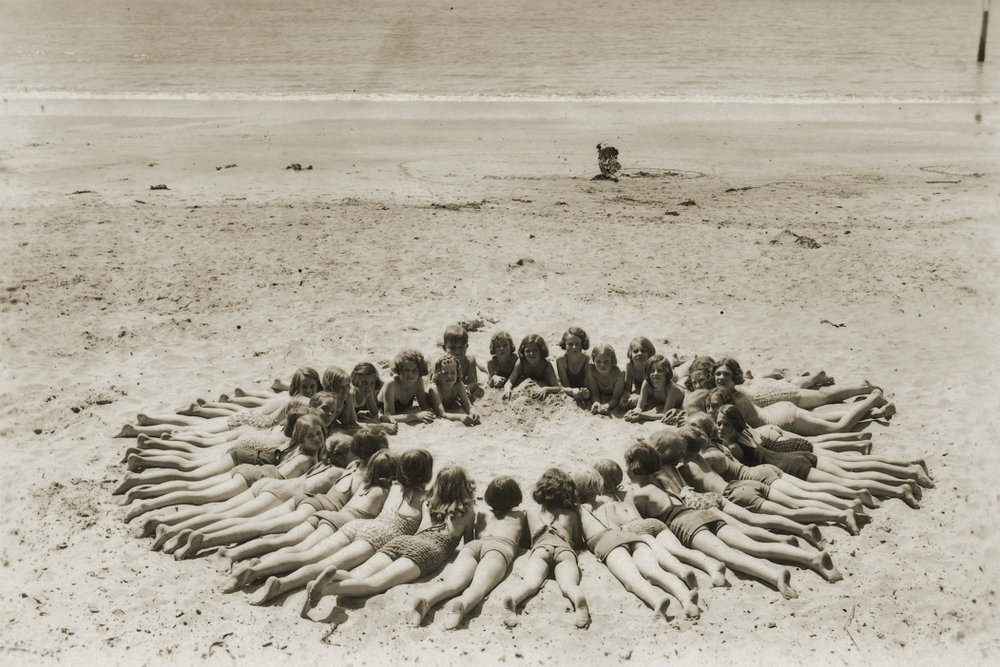 St. Anne's pupils in bathing suits on Takapuna beach