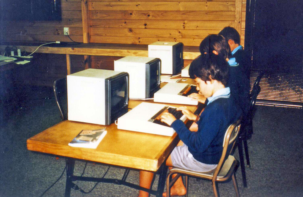 Students on BBC computers (c1984)