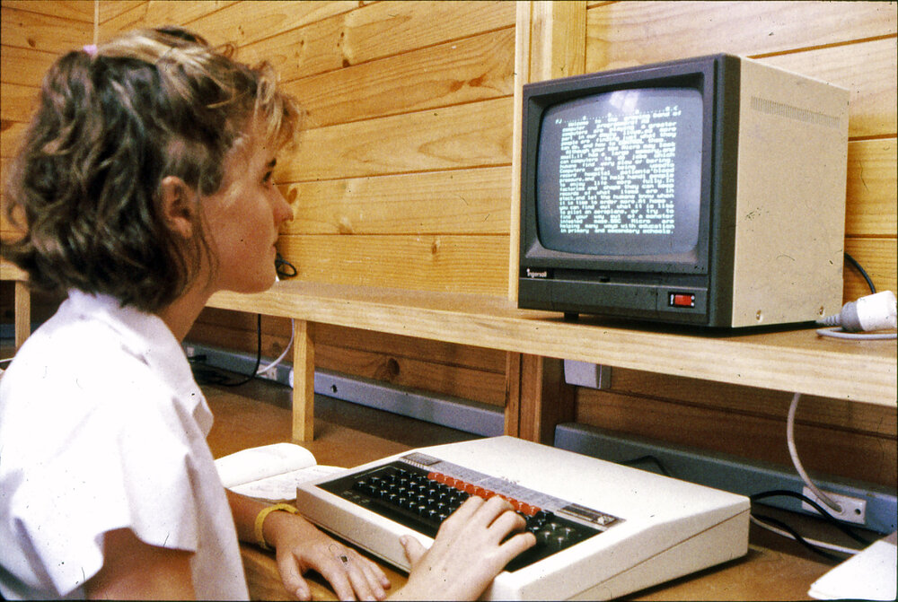 Student on BBC computer (c1984)