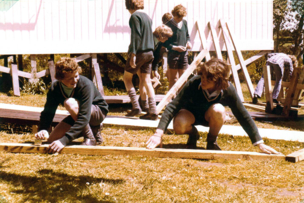 Terry Findlay's class making picnic tables