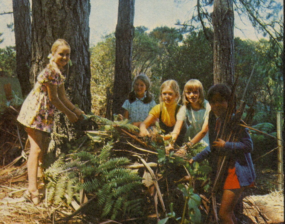 Kristin students learning bush craft (1973)