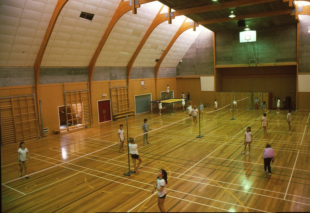 Badminton in gym (c1980s)