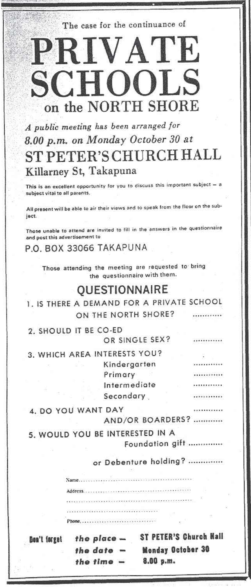 Advertisement for Public Meeting (1972)