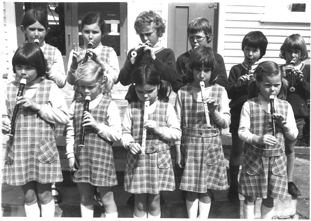 Students playing recorders, 23rd September 1976