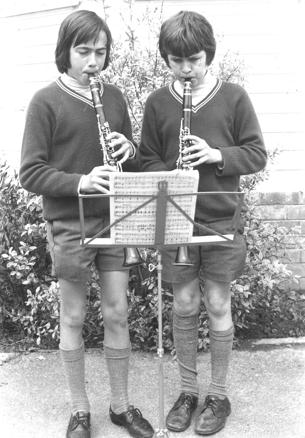 Two students playing clarinet: c1976