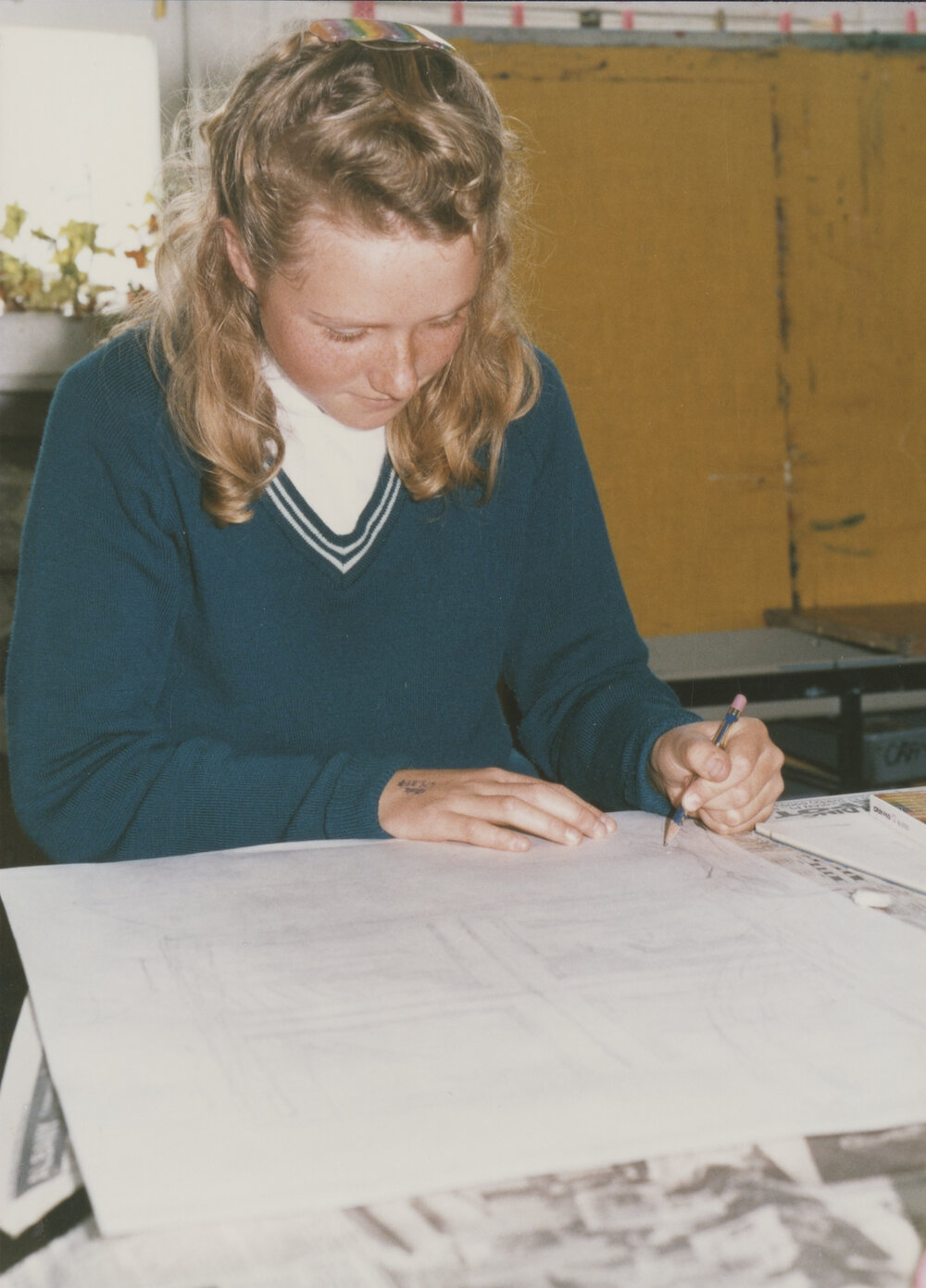 Student in art classroom