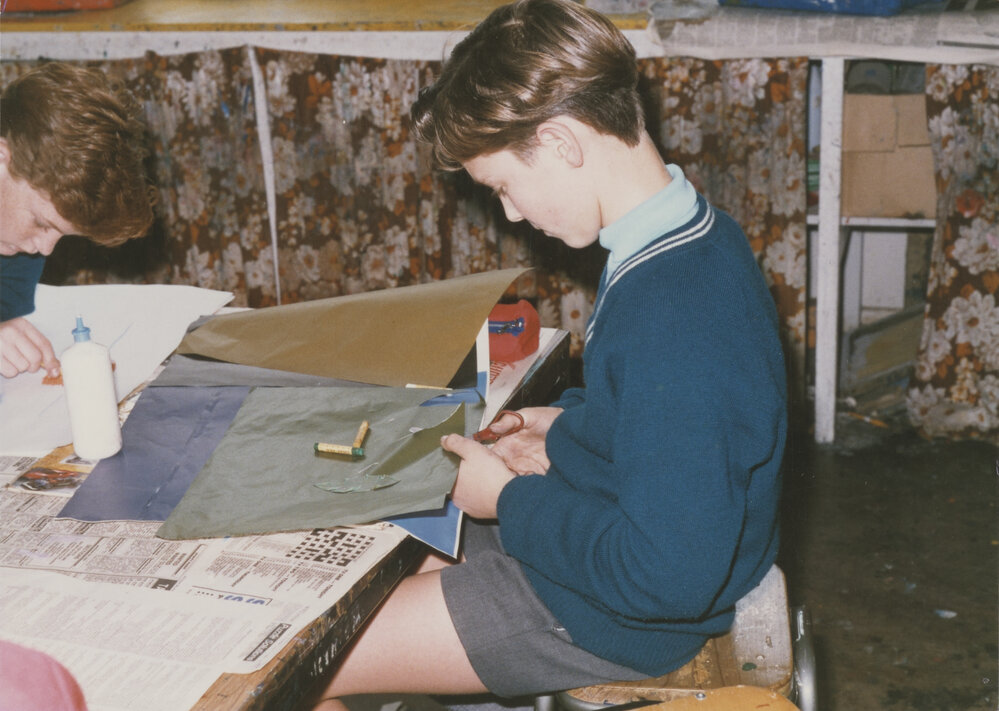 Student in art classroom