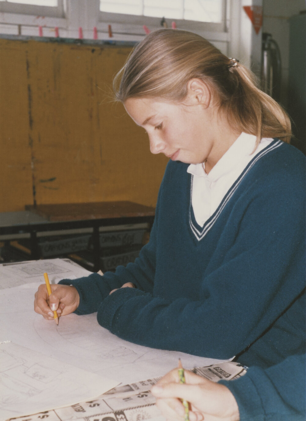 Student in art classroom