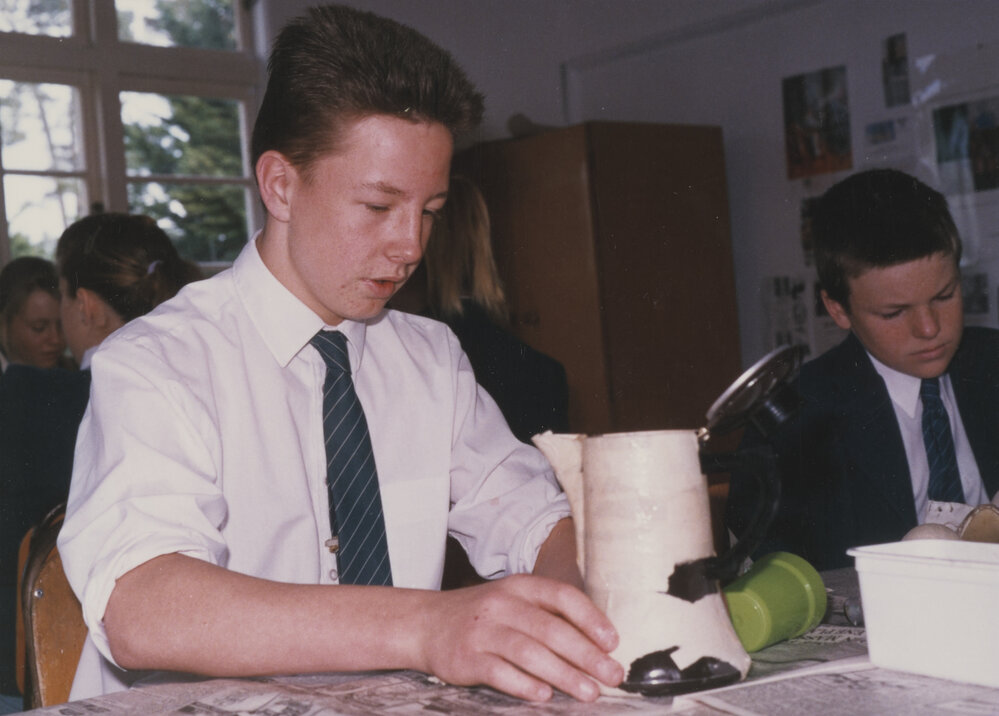 Student in art classroom