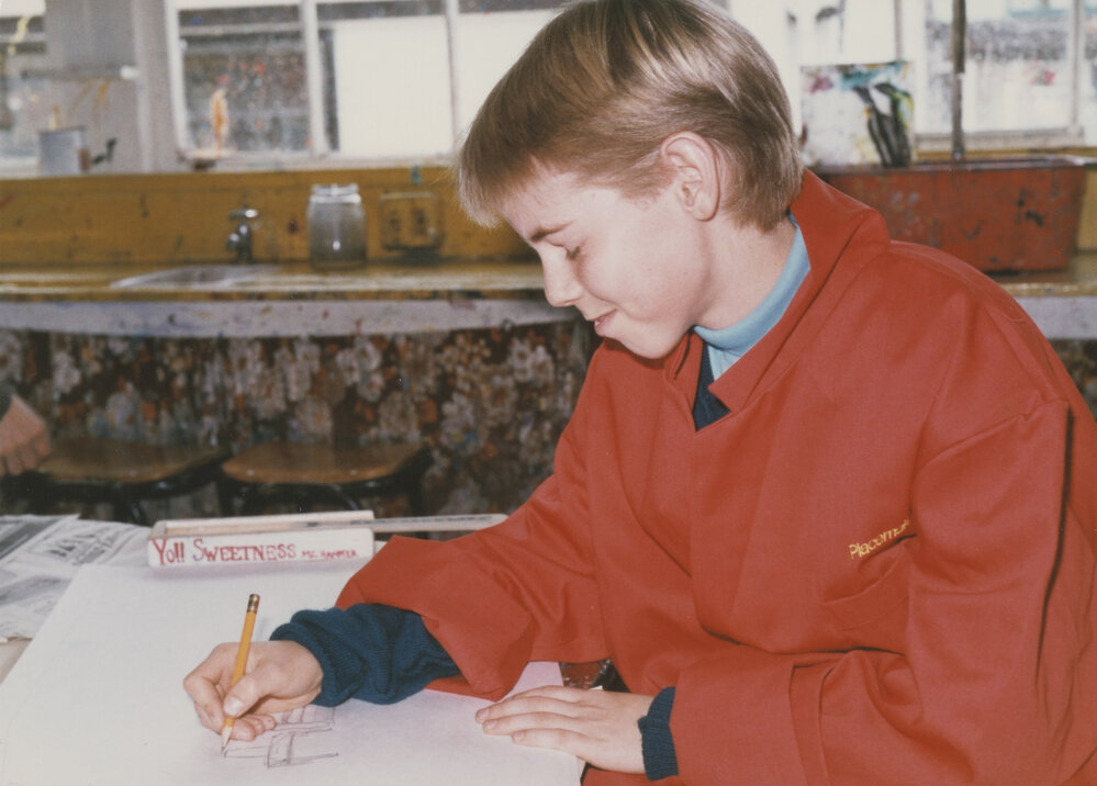 Student in art classroom