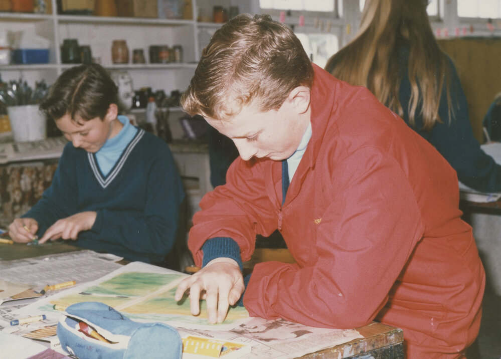 Student in art classroom