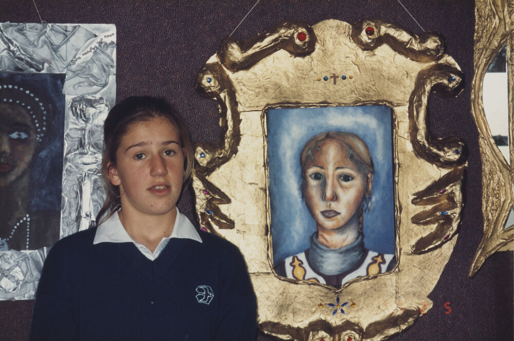 Student with artwork