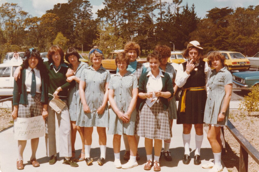 Staff in school uniform on Mufti Day 1978