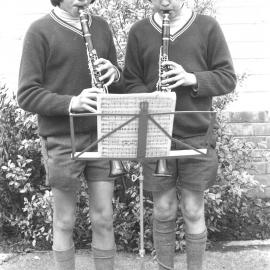 Two students playing clarinet: c1976