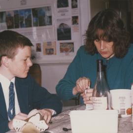 Student and teacher in classroom