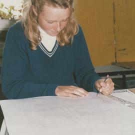 Student in art classroom