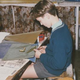 Student in art classroom