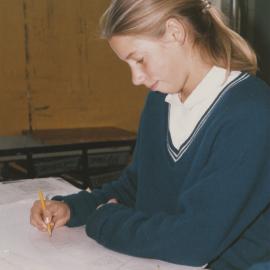 Student in art classroom