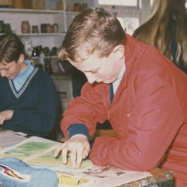 Student in art classroom