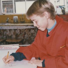 Student in art classroom