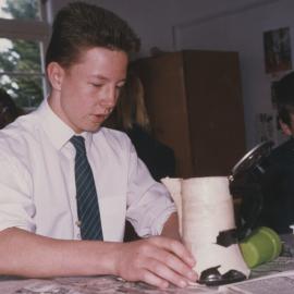 Student in art classroom
