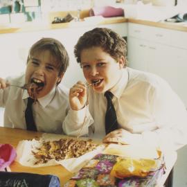 Students eating in Food Technology class