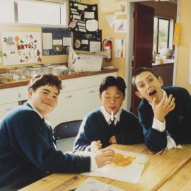 Students eating in Food Technology class