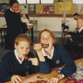 Students eating in Food Technology class
