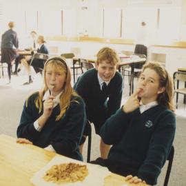 Students eating in Food Technology class