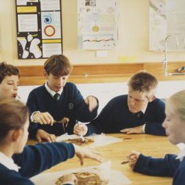 Students eating in Food Technology class