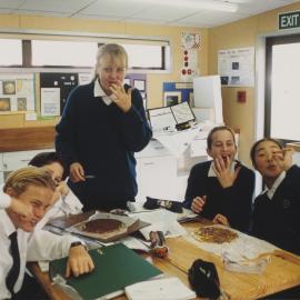 Students eating in Food Technology class