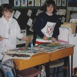 Students in art class