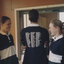 Students modelling rugby shirts