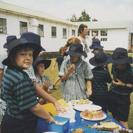 Students enjoying a picnic