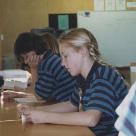 Students reading in class