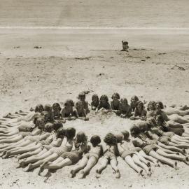 St. Anne's pupils in bathing suits on Takapuna beach